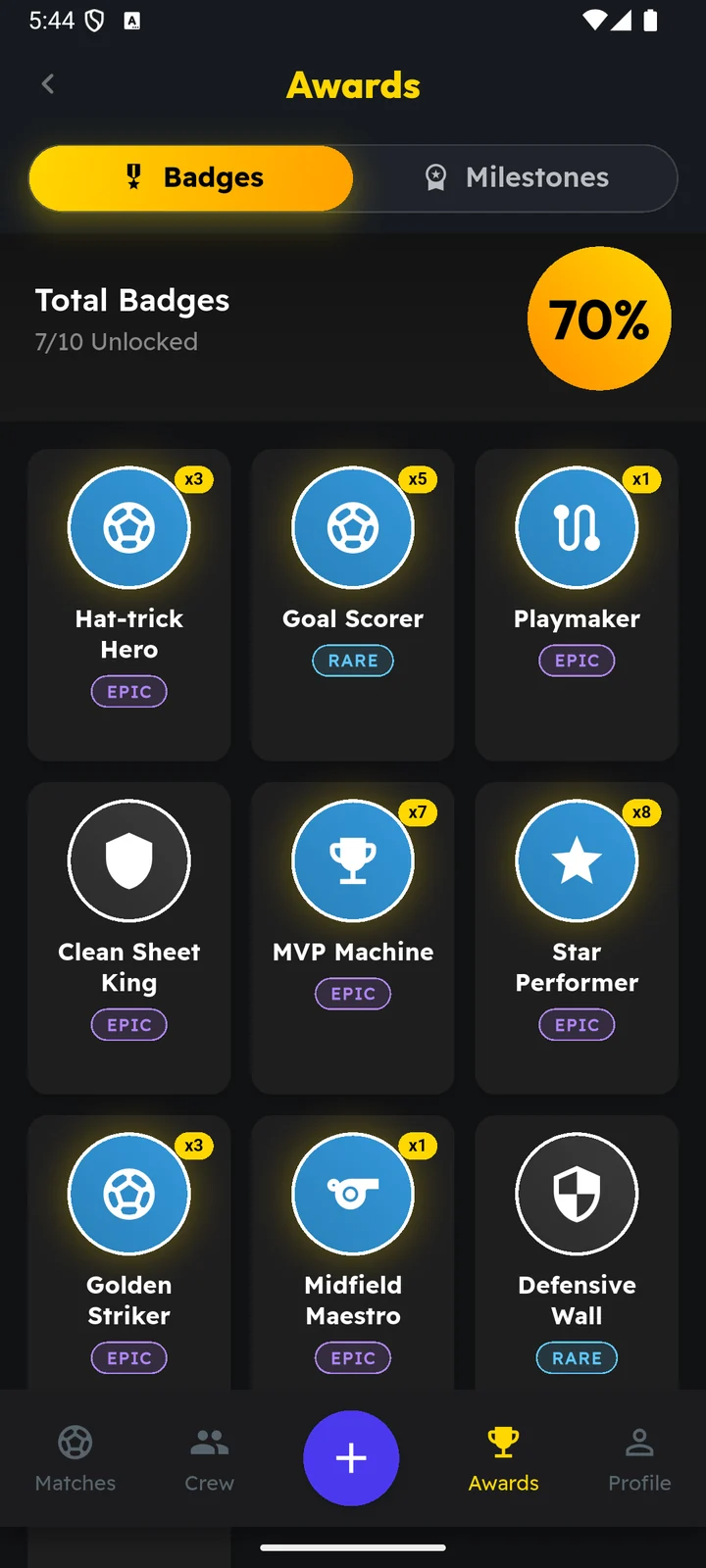 ScoreLegends match story screen